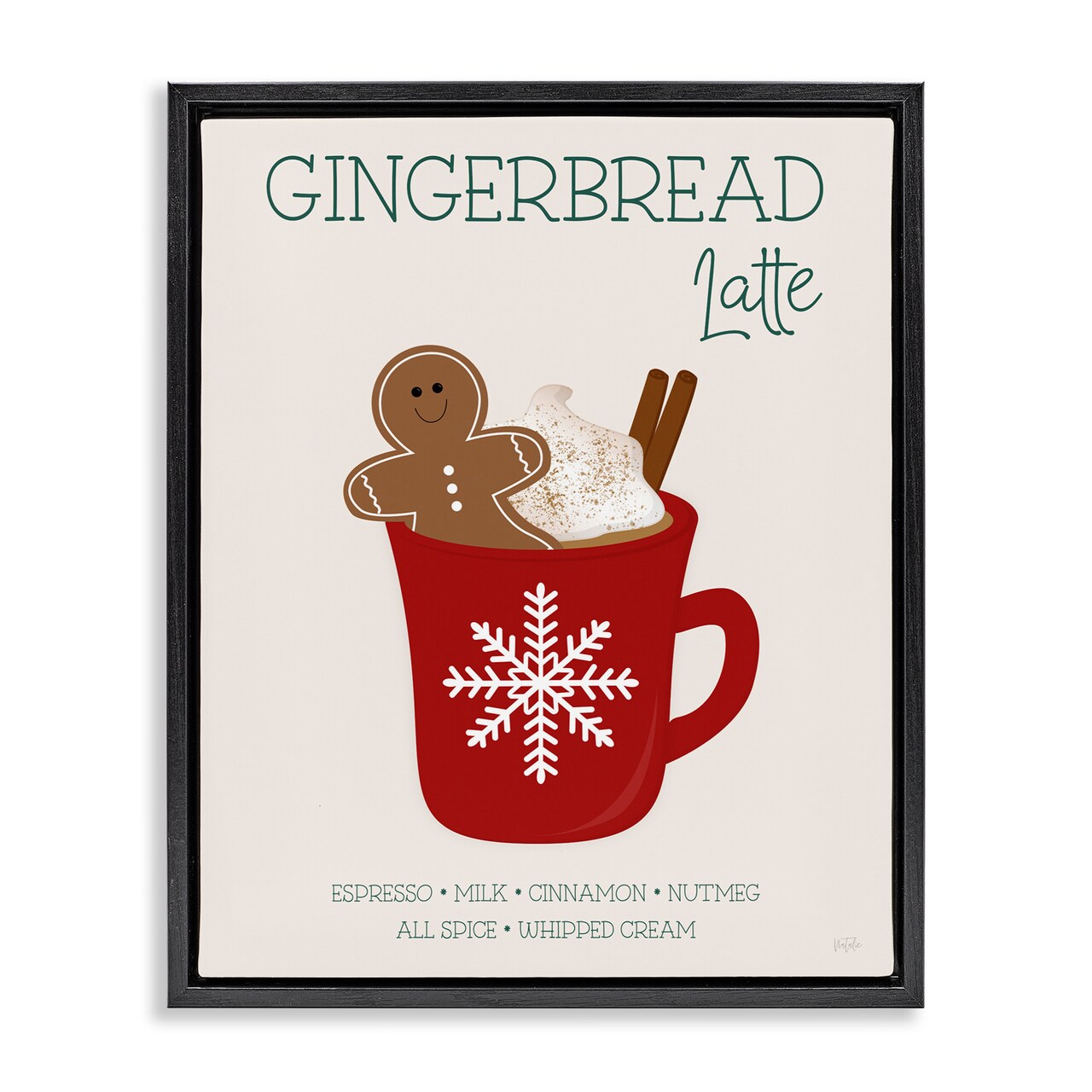 Stupell Industries Gingerbread Latte Seasonal Drink Floating Frame, design by Natalie Carpentieri